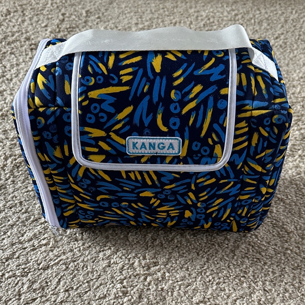 KANGA Navy Blue & Yellow Printed Insulated Cooler NWOT